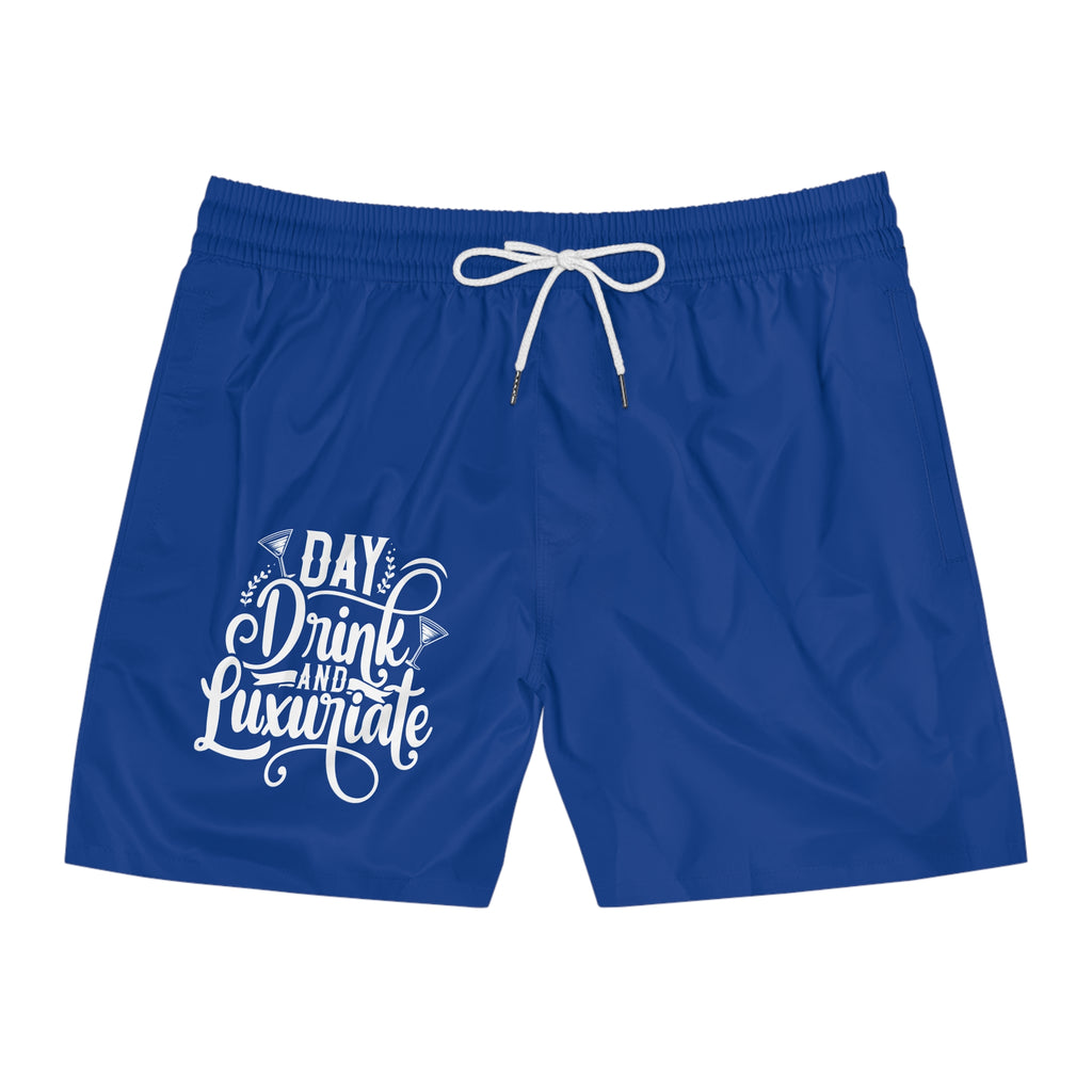 Men's Swim Shorts with 'Drink and Luxuriate' Design | Beachwear, Summer Pool Attire, Vacation Shorts, Stylish Swimwear, Fun Swim Trunks