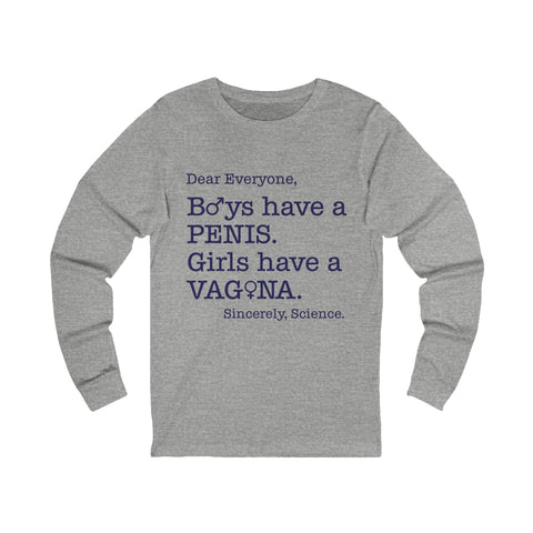 Humorous Educational Long Sleeve Tee, Funny Science Shirt, Unisex Graphic Tee, Gender Awareness Apparel, Gift for Teachers, Science Lovers