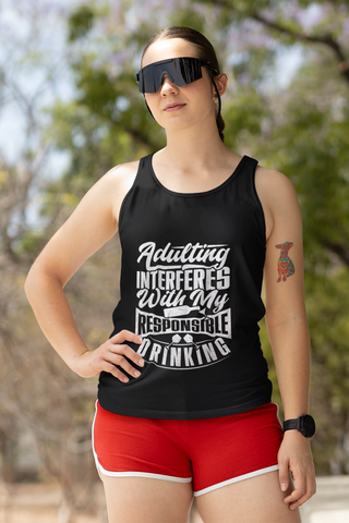 Adulting Interferes Women’s Flowy Scoop Muscle Tank